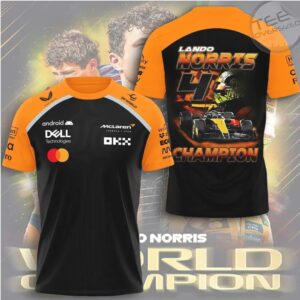 Lando Norris McLaren Formula 1 World Champion 2025 Trophy Graphic Racing T Shirt