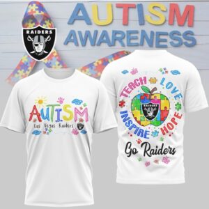 Las Vegas Raiders Autism Awareness Teach Love Hope Puzzle NFL Fan T Shirt