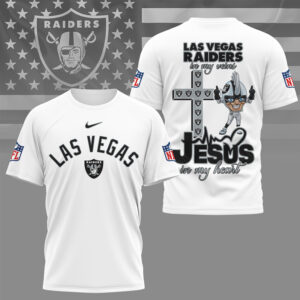 Las Vegas Raiders Jesus In My Heart Christian Faith Football Fan Graphic T Shirt