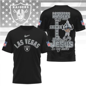Las Vegas Raiders Jesus In My Heart Christian Faith Football Fan Graphic T Shirt