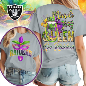 Las Vegas Raiders Mardi Gras Queen Game Day Celebration Graphic T Shirt