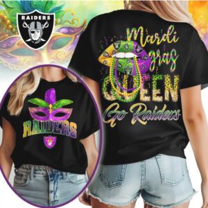 Las Vegas Raiders Mardi Gras Queen Game Day Celebration Graphic T Shirt