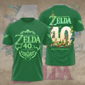 Legend of Zelda 40th Anniversary Gold Emblem Green Gaming Hoodie