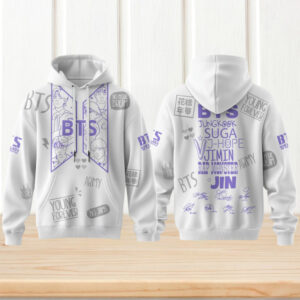Limited Edition BTS World Tour All Over Print Signature White Hoodie Streetwear Fashion Apparel Limited Edition BTS World Tour All Over Print Signature White Hoodie Streetwear Fashion Apparel