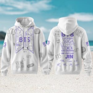 Limited Edition BTS World Tour All Over Print Signature White Hoodie Streetwear Fashion Apparel
