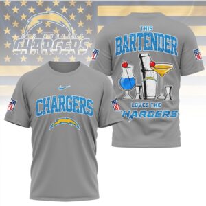 Los Angeles Chargers Bartender Bolt Up Football Fan Game Day T Shirt