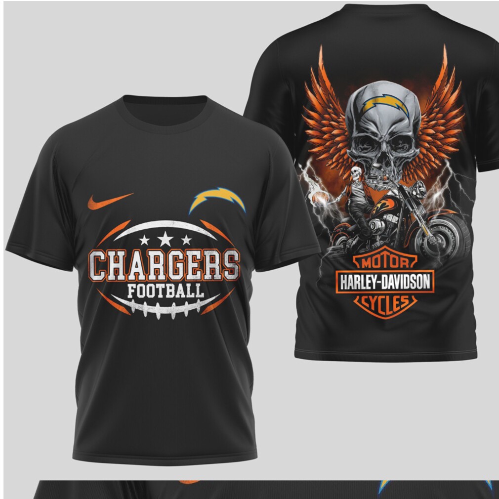 Los Angeles Chargers Football Vintage Harley Davidson Skull Motor Cycles Graphic T Shirt Los Angeles Chargers Football Vintage Harley Davidson Skull Motor Cycles Graphic T Shirt