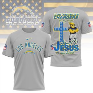 Los Angeles Chargers Jesus In My Heart Christian Faith Football Fan Graphic T Shirt Los Angeles Chargers Jesus In My Heart Christian Faith Football Fan Graphic T Shirt