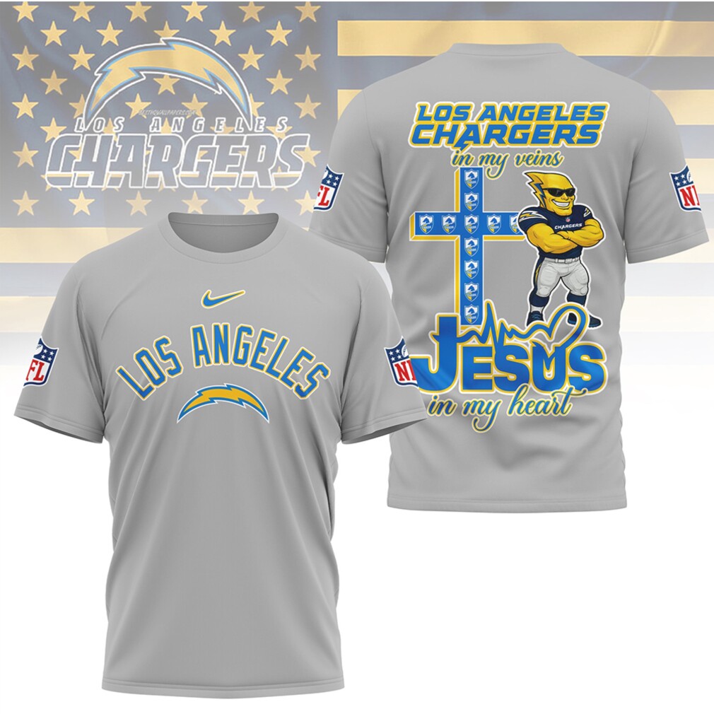 Los Angeles Chargers Jesus In My Heart Christian Faith Football Fan Graphic T Shirt Los Angeles Chargers Jesus In My Heart Christian Faith Football Fan Graphic T Shirt