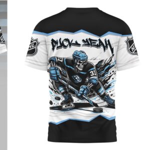 Mammoth Hockey Puck Yeah Skeleton Blue Black Game Day Fan Shirt Mammoth Hockey Puck Yeah Skeleton Blue Black Game Day Fan Shirt