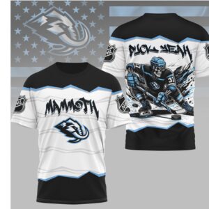 Mammoth Hockey Puck Yeah Skeleton Blue Black Game Day Fan Shirt