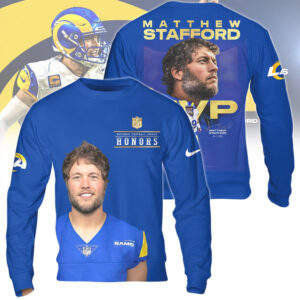Matthew Stafford Los Angeles Rams MVP 2025 PFWA Awards Royal Blue Football T Shirt