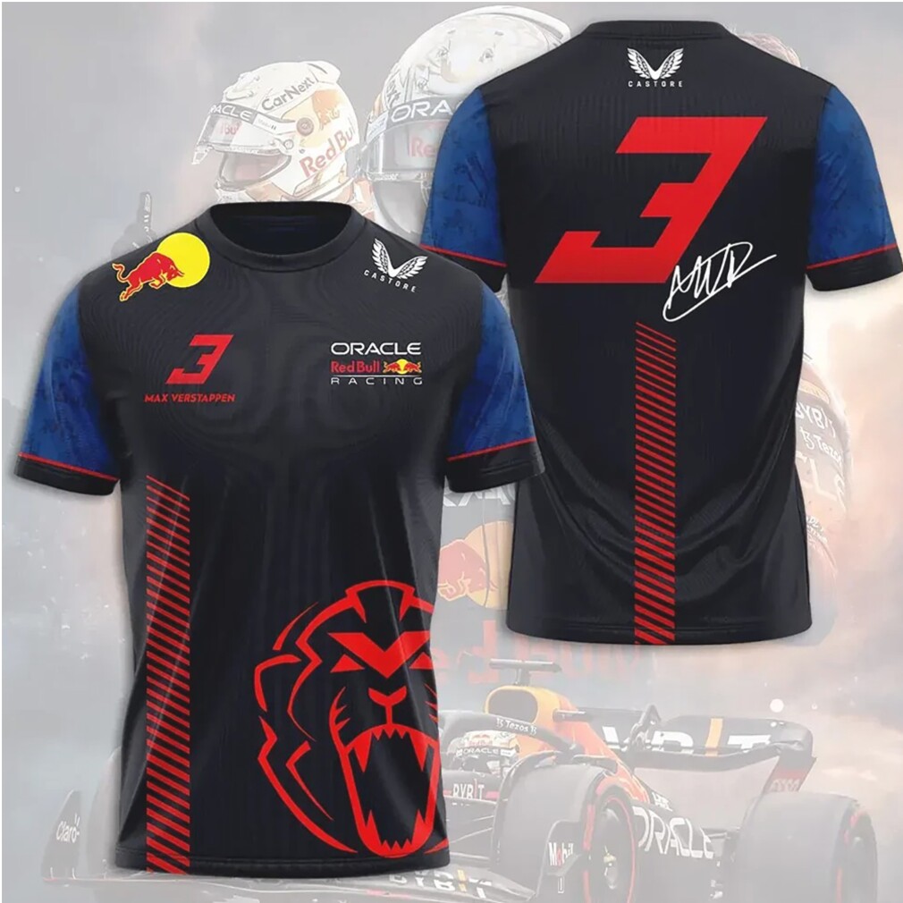 Max Verstappen Red Bull Racing F1 World Champion Signature Lion Graphic T Shirt Max Verstappen Red Bull Racing F1 World Champion Signature Lion Graphic T Shirt