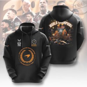 McLaren F1 2025 World Champions Trophy Black Graphic Racing Victory T Shirt McLaren F1 2025 World Champions Trophy Black Graphic Racing Victory T Shirt