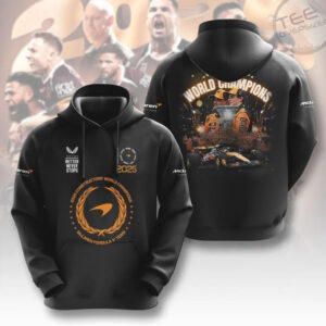 McLaren F1 2025 World Champions Trophy Black Graphic Racing Victory T Shirt