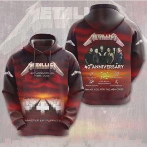 Metallica Master Of Puppets 40th Anniversary Vintage Heavy Metal Graphic Hoodie