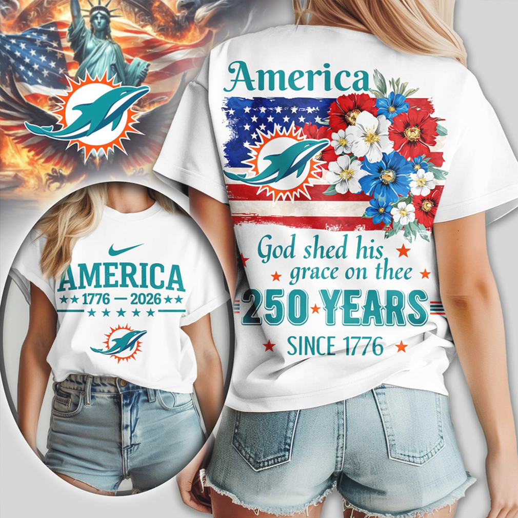 Miami Dolphins America 250 Years 1776 2026 Patriotic Floral Football Fan Shirt Miami Dolphins America 250 Years 1776 2026 Patriotic Floral Football Fan Shirt
