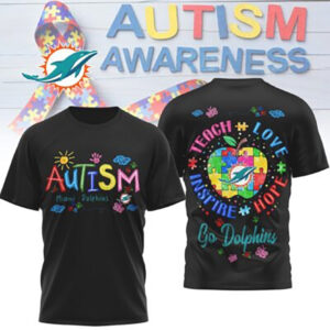 Miami Dolphins Autism Awareness Colorful Support Teach Love Hope T Shirt