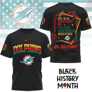 Miami Dolphins Black History Month Anniversary NFL Game Day T Shirt Miami Dolphins Black History Month Anniversary NFL Game Day T Shirt