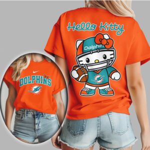 Miami Dolphins Hello Kitty Kawaii Football Vintage Sportswear Coquette Fan T Shirt