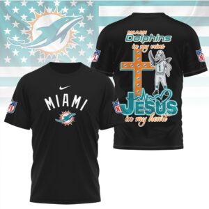 Miami Dolphins Jesus In My Heart Religious Christian Football Fan Graphic T Shirt Miami Dolphins Jesus In My Heart Religious Christian Football Fan Graphic T Shirt