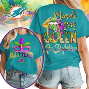 Miami Dolphins Mardi Gras Queen Festive Game Day Football Fan T Shirt