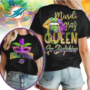 Miami Dolphins Mardi Gras Queen Festive Game Day Football Fan T Shirt