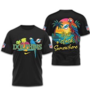 Miami Dolphins Margaritaville Parrot Tropical Beach Summer Paradise Sports Fan tshirt Miami Dolphins Margaritaville Parrot Tropical Beach Summer Paradise Sports Fan tshirt