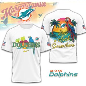 Miami Dolphins Margaritaville Parrot Tropical Beach Summer Paradise Sports Fan tshirt