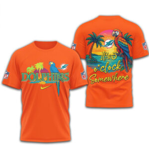 Miami Dolphins Margaritaville Parrot Tropical Beach Summer Paradise Sports Fan tshirt
