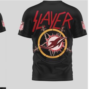 Miami Dolphins Slayer Heavy Metal Band Crossover Football Fan Nike tshirt Miami Dolphins Slayer Heavy Metal Band Crossover Football Fan Nike tshirt