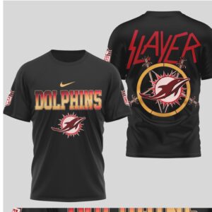Miami Dolphins Slayer Heavy Metal Band Crossover Football Fan Nike tshirt