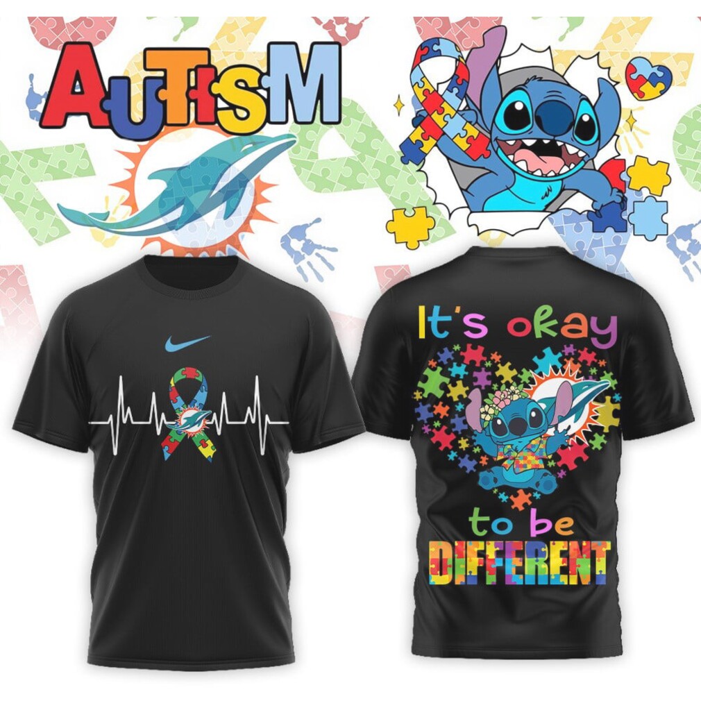 Miami Dolphins Stitch Autism Awareness Heartbeat Ribbon Teal Blue Graphic Football Fan Shirt Miami Dolphins Stitch Autism Awareness Heartbeat Ribbon Teal Blue Graphic Football Fan Shirt