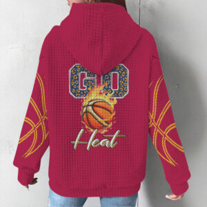 Miami Heat Red Textured Waffle Hoodie Vintage Style Basketball Fan Game Day Gear Hoodie Miami Heat Red Textured Waffle Hoodie Vintage Style Basketball Fan Game Day Gear Hoodie