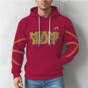 Miami Heat Red Textured Waffle Hoodie Vintage Style Basketball Fan Game Day Gear Hoodie