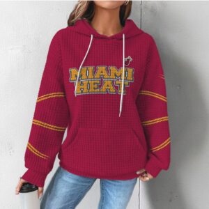 Miami Heat Red Textured Waffle Hoodie Vintage Style Basketball Fan Game Day Gear Hoodie