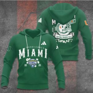 Miami Hurricanes NCAA Football Cotton Bowl Classic 2025 Victory Green Graphic T Shirt Miami Hurricanes NCAA Football Cotton Bowl Classic 2025 Victory Green Graphic T Shirt