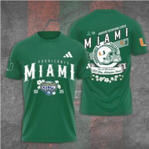 Miami Hurricanes NCAA Football Cotton Bowl Classic 2025 Victory Green Graphic T Shirt