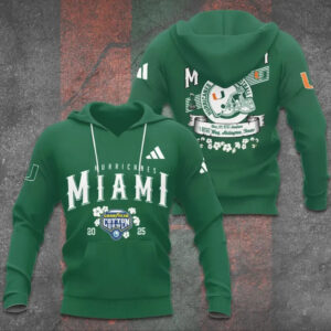 Miami Hurricanes NCAA Football Cotton Bowl Classic 2025 Victory Green Graphic T Shirt