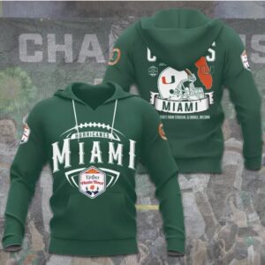Miami Hurricanes NCAA Football Fiesta Bowl Champions Green Team Victory Graphic T Shirt Miami Hurricanes NCAA Football Fiesta Bowl Champions Green Team Victory Graphic T Shirt