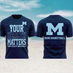 Michigan Mens Health Awareness Your Health Matters Navy Blue Basketball Team Graphic T Shirt