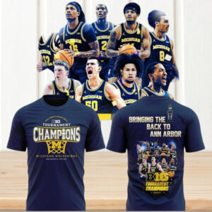 Michigan Wolverines 2025 Big Ten Tournament Champions Men’s Basketball Navy Victory T Shirt Michigan Wolverines 2025 Big Ten Tournament Champions Men’s Basketball Navy Victory T Shirt