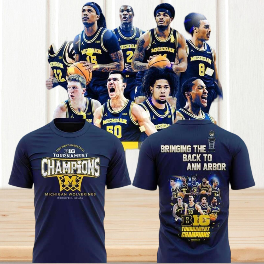 Michigan Wolverines 2025 Big Ten Tournament Champions Men's Basketball Navy Victory T Shirt Michigan Wolverines 2025 Big Ten Tournament Champions Men's Basketball Navy Victory T Shirt