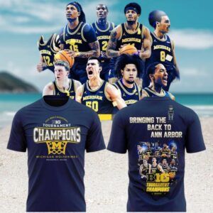 Michigan Wolverines 2025 Big Ten Tournament Champions Men's Basketball Navy Victory T Shirt