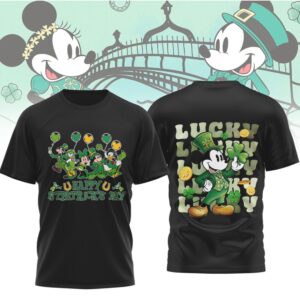 Mickey And Friends Saint Patrick's Day Lucky Clover Green Festive Disney T Shirt