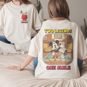 Mickey Mouse Snoopy Two Legends One Smile Graphic T Shirt