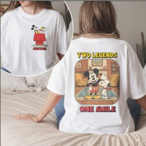 Mickey Mouse Snoopy Two Legends One Smile Graphic T Shirt