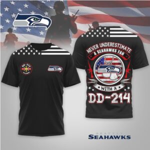 Military Veteran DD 214 Seattle Seahawks Alumni Fan Performance Support Our Troops T Shirt