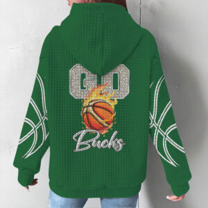 Milwaukee Bucks Dark Green Waffle Knit Hoodie NBA Team Logo Graphic Fan Apparel Hoodie Milwaukee Bucks Dark Green Waffle Knit Hoodie NBA Team Logo Graphic Fan Apparel Hoodie