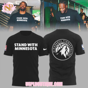 Minnesota Timberwolves Stand With Minnesota Black Logo Graphic Tee Pro Basketball Supporters Shirt Minnesota Timberwolves Stand With Minnesota Black Logo Graphic Tee Pro Basketball Supporters Shirt